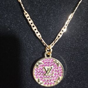 Louis Vuitton Gold Necklace with Pink Accents